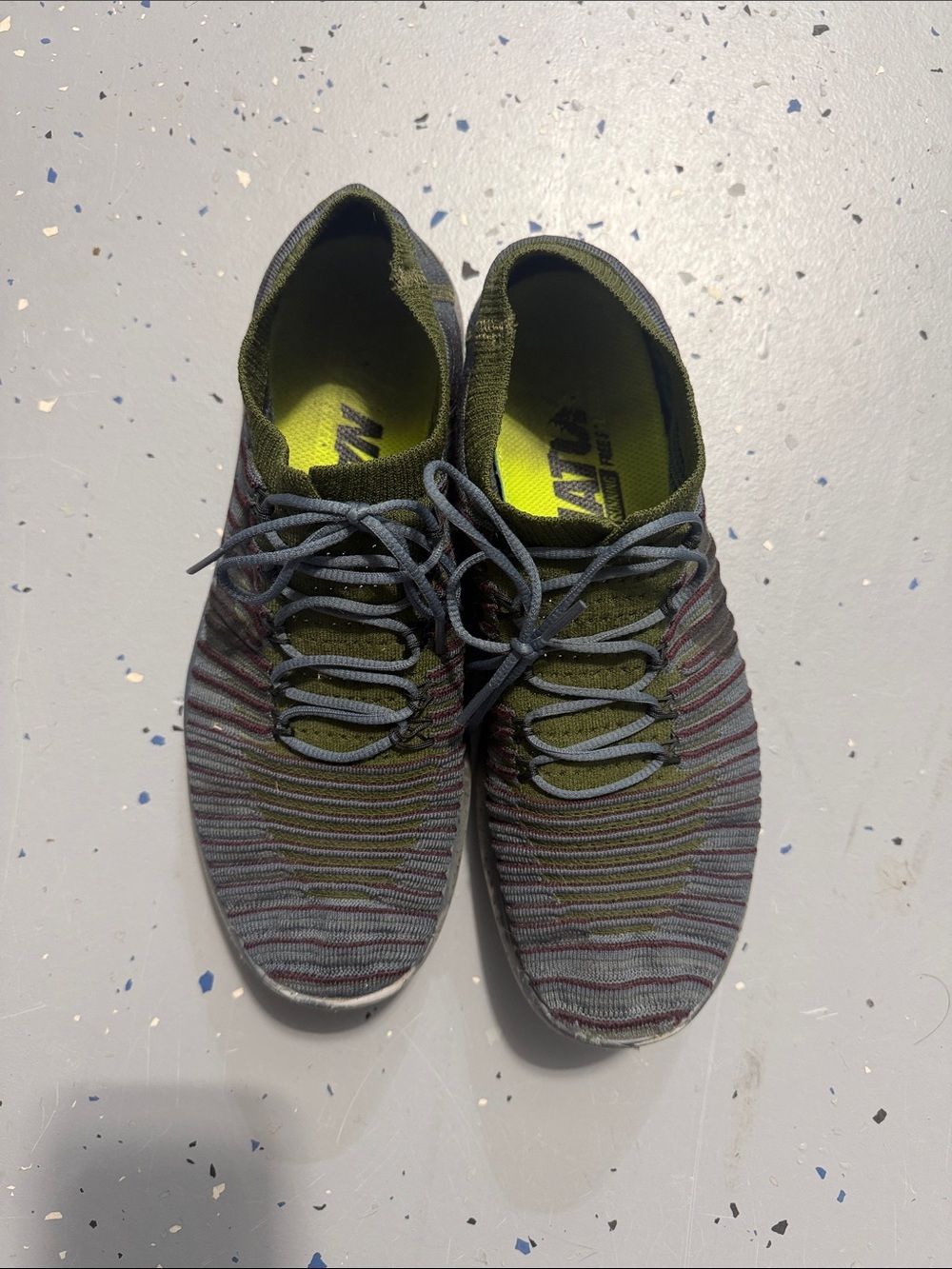 Nike Men's Knit Lace-Up Sneakers in Olive Green and Gray